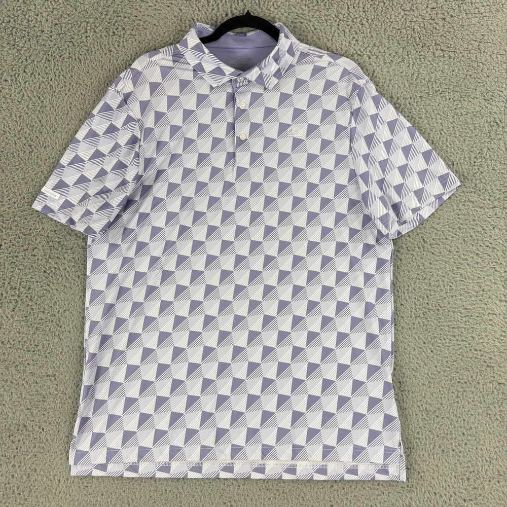Good Good Golf Polo Mens Large Purple Geometric Performance Short Sleeve Shirt